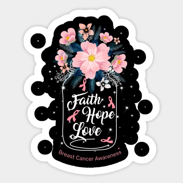 Faith Hope Love For Breast Cancer Awareness Sticker by Manonee